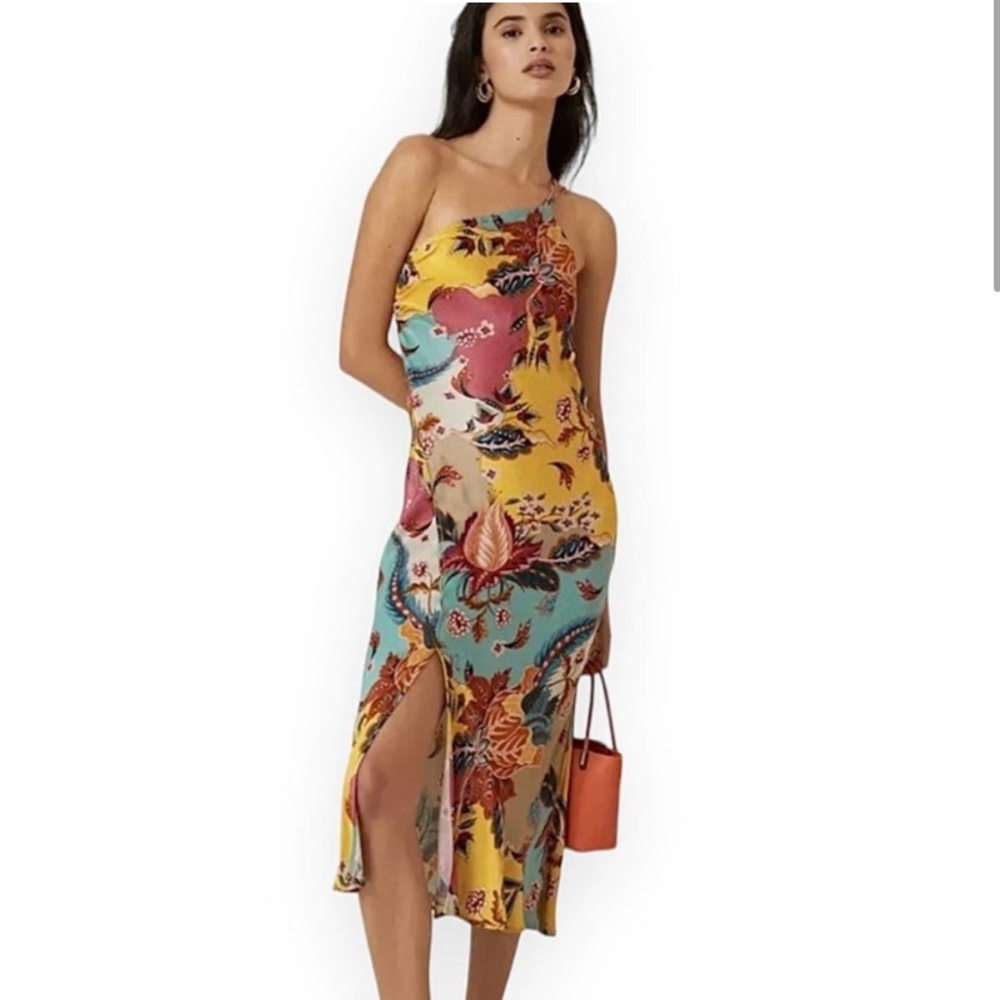Anthropologie Colorful Floral Midi Dress